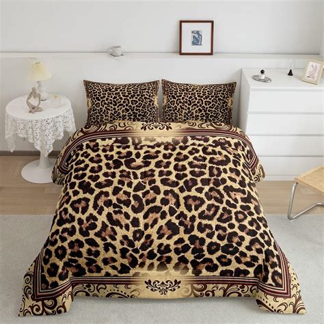 Amazon.com: Brown Leopard Print Comforter Set Queen Size,Kids Girls ...