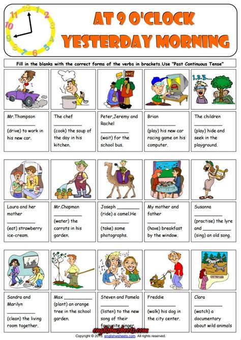 Past Progressive Tense ESL Grammar Exercise Worksheet | English ...