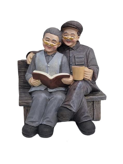 AUGEN Polyresin Old Couple Show Piece Idol Statue Showpiece for Home ...
