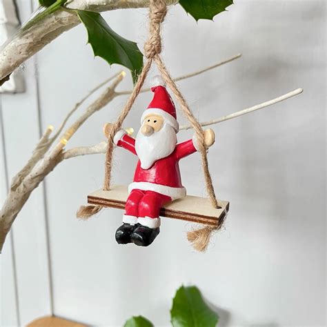 Christmas Santa On Swing Decoration By Pink Pineapple Home & Gifts
