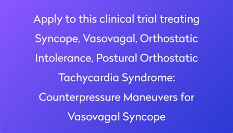 Counterpressure Maneuvers for Vasovagal Syncope Clinical Trial 2023 | Power