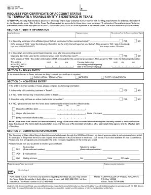 Texas Request for Certificate of Account Status - Blank Fillable ...