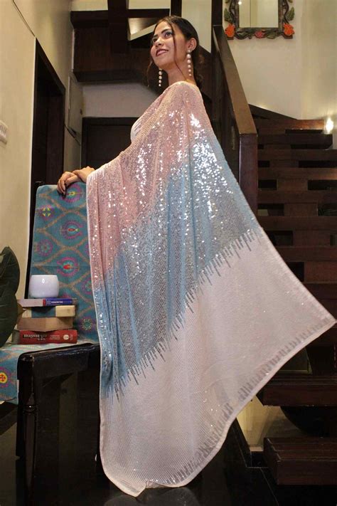 Ready to Wear Sequence All over Work Georgette Wrap in 1 minute saree ...