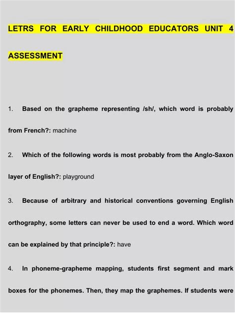 LETRS FOR EARLY CHILDHOOD EDUCATORS UNIT 4 ASSESSMENT EXAM 2025 LATEST ...