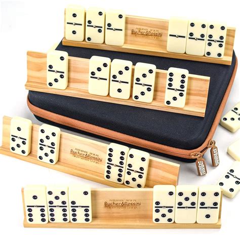Amazon.com: Dominos Set Adults with 4 Domino Racks Double Six Dominoes ...