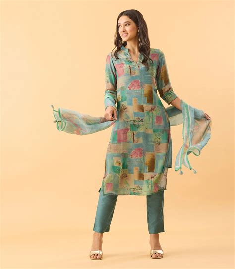 Multi Color Geometric Printed Festive Kurta Set – RmKV Silks Private Ltd