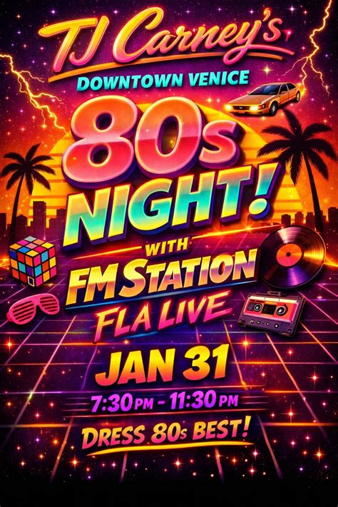 TJ Carneys 80s night ! live band FM Station FLA , T.J. Carney's, Venice ...