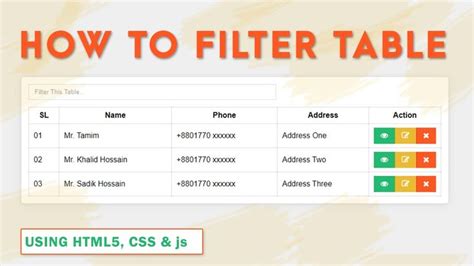Image result for How to Create Filterable Table Using jQuery