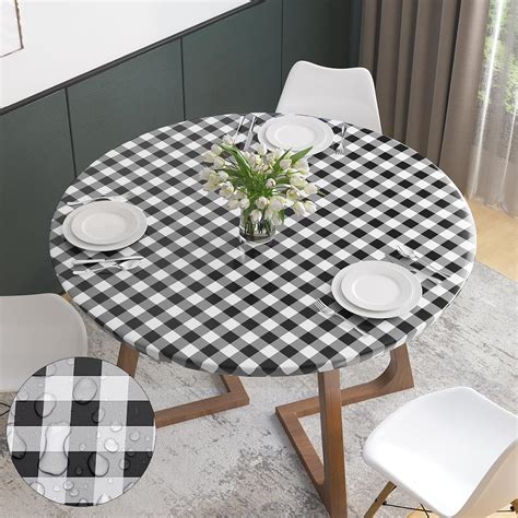 Amazon.com : Vinyl Fitted Tablecloth with Elastic Edge-Waterproof ...