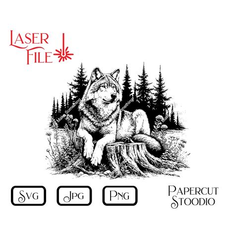 Wolf Sitting Down Silhouette