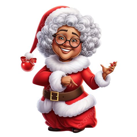 American African Mrs Claus Standing Cartoon Character Png, Cartoon ...