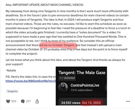 Does this mean there will be no main channel video by October 31? 🥺 : r/ContraPoints
