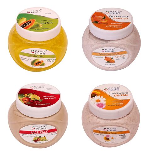 PINK PLUMS D-Tan Scrub | Mix-Fruit Face Pack | Apricot Scrub | Papaya ...