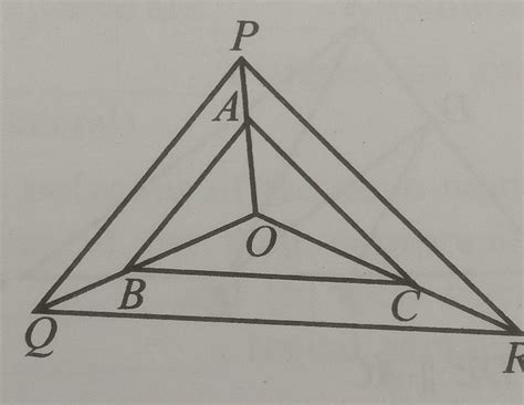 In the figure, A, B and C are points on OP,OQ and OR respectively such ...
