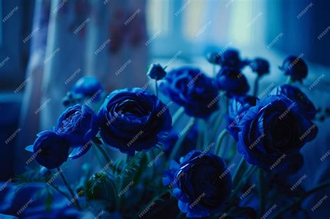 Premium Photo | Midnight Bloom Enigmatic Blue Roses in a Moonlit Ambiance