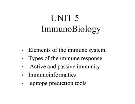UNIT 5 BIO - Notes - UNIT 5 ImmunoBiology • Elements of the immune ...