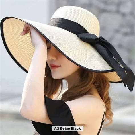 Elegant Sun Hat Ladies Summer Big Brim Sun Beach Hat Foldable - shopZtop