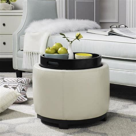 Safavieh Hudson Collection Off White Round Storage Ottoman at Lowes.com
