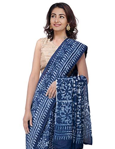 Buy Unnati Silks Women's Rajasthani Soft Silk Saree with Dabu Prints ...