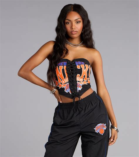 Ultra Game NBA Knicks Lace-Up Corset Top & Windsor