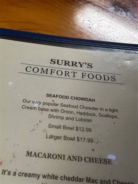 Menu at Surry Seafood Co restaurant, Dixfield