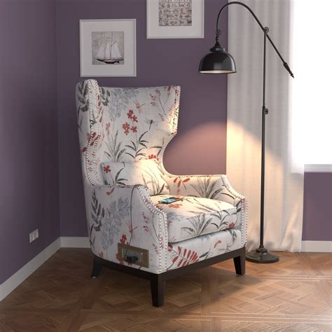 Stoa Paris Plush Recharge Wing Chair in Printed Fabric with 1000 Days ...