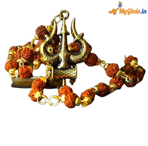 Lord Shiv Trishul Locket with Panchmukhi Rudraksha Mala For Unisex ...