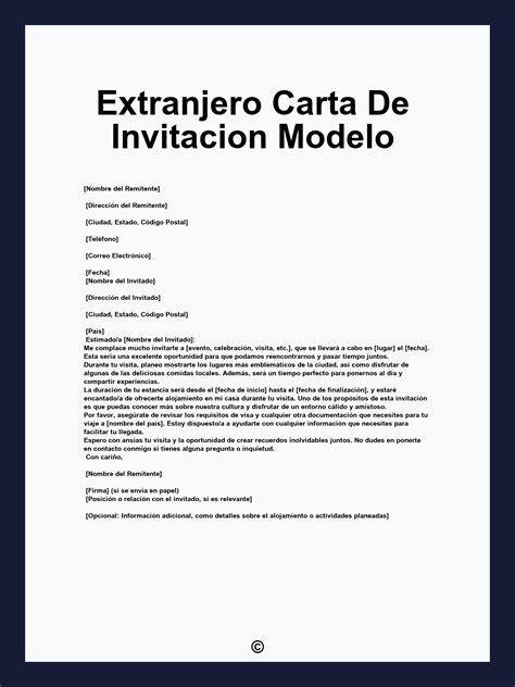 Extranjero Carta De Invitacion Modelo