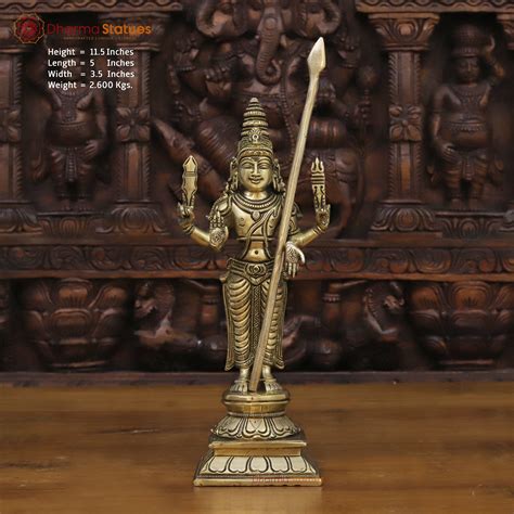 Buy Brass Lord Karthikeya Murugan Statue | Golden Finish | Online ...