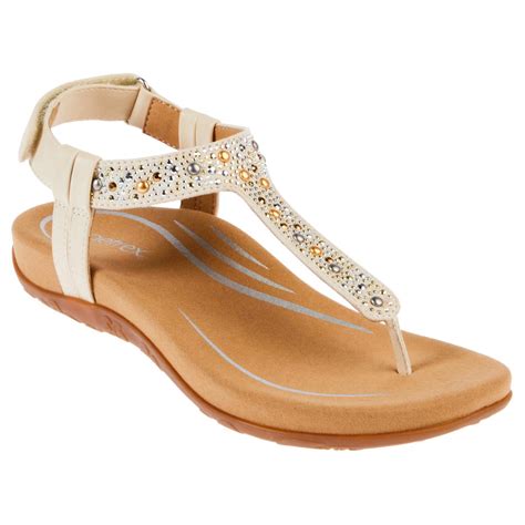 Aetrex® Lindsey Embellished Arch Support Memory Foam Sandal | HSN