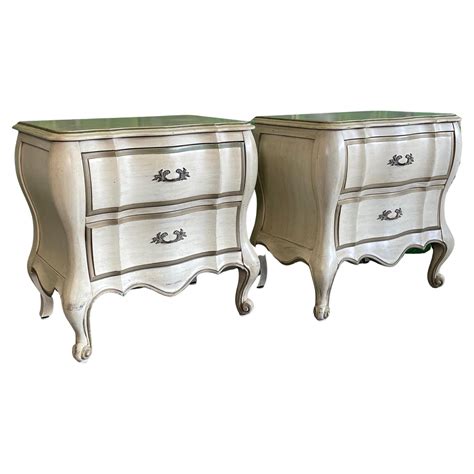 Pair of Cherrywood French Provincial Nightstand Bedside Tables White ...
