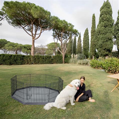 PETIME Foldable Metal Dog Exercise Pen/Pet Puppy Playpen Kennels Yard ...