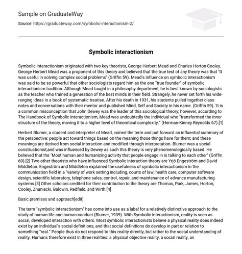 ⇉Symbolic interactionism Short Summary Essay Example | GraduateWay
