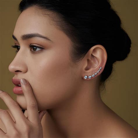 Buy 925 Sterling Silver Rhodium Plated Cartilage Cubic Zirconia ...