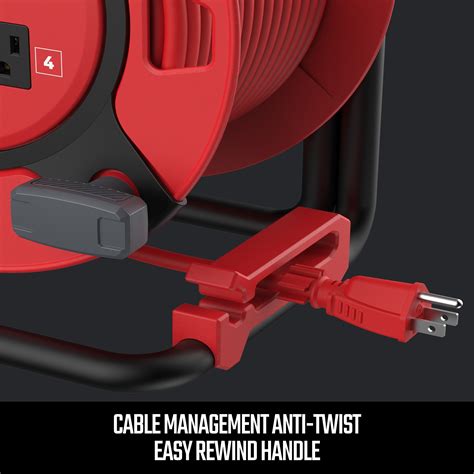 CRAFTSMAN Heavy Duty Retractable Extension Cord, 100 Ft with 4 Outlets ...