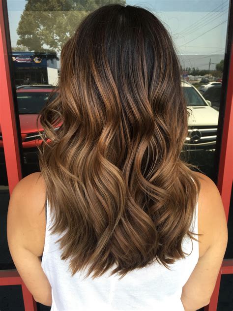 brown hair with highlights balayage