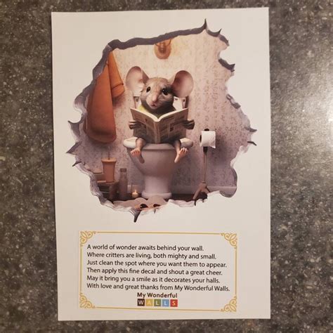 Buy Mouse Sitting on Toilet in Mouse Hole Decal Bathroom Potty Training ...