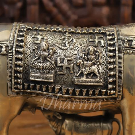 Buy Brass Kamdhenu Cow | Feeding her Calf | Golden Finish | Best Price ...