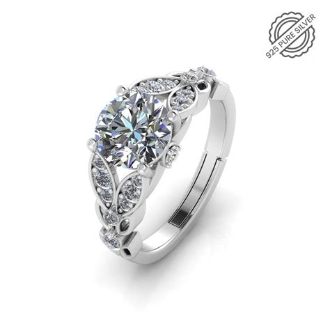 Pure 925 Sterling Silver Antique Austrian Engagement Ring for Girls ...