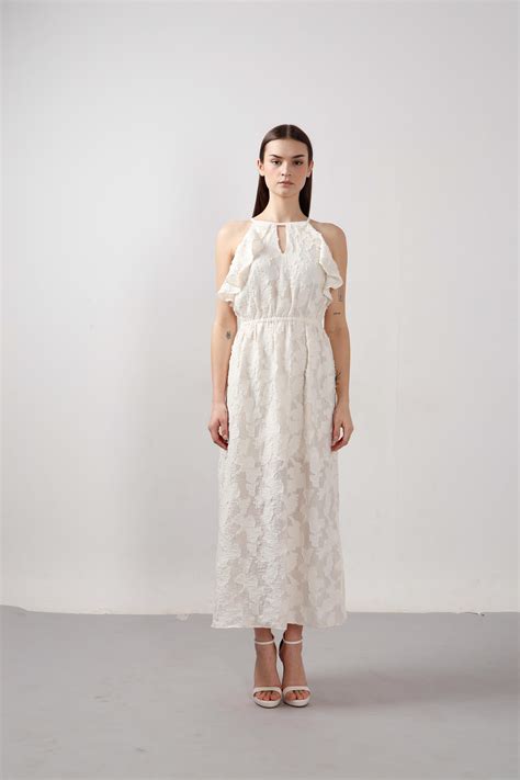 VERO MODA White Ruffle Midaxi Dress