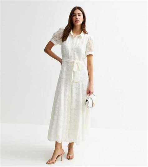 White Devore Belted Midi Shirt Dress | New Look