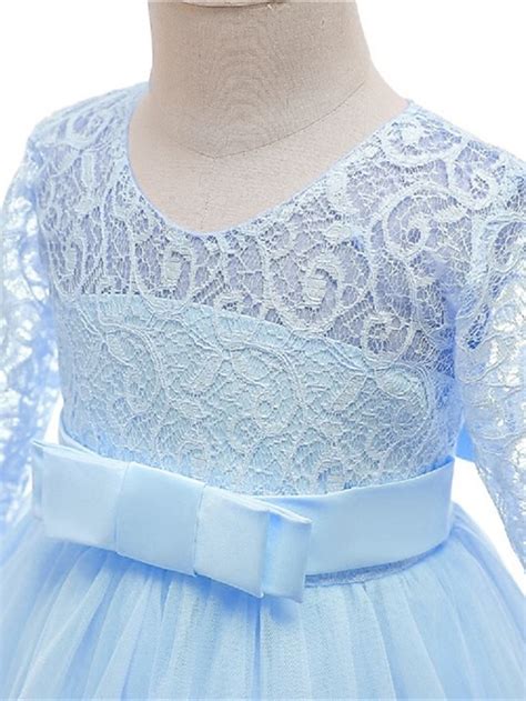Kids Girls' Flower Girl Dress Dress Half Sleeve Wedding Party Lace up ...