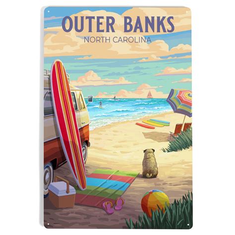 Outer Banks, North Carolina, Beach Activities (12x18 Aluminum Art ...