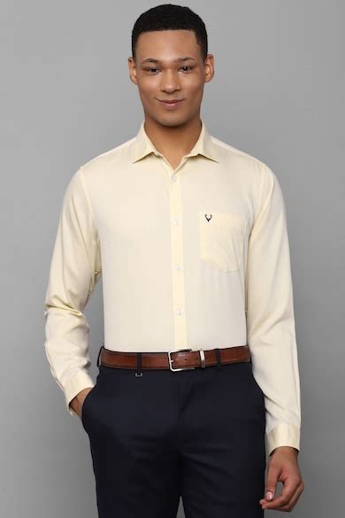 Buy Men Yellow Regular Fit Solid Full Sleeves Formal Shirt Online ...