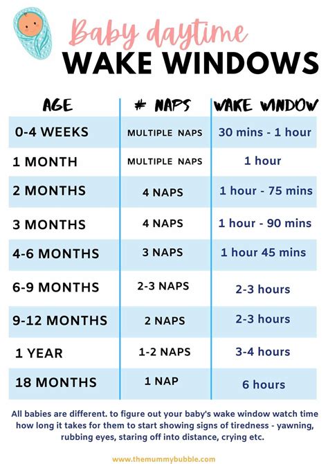 Baby Wake Window by Age Chart Guide