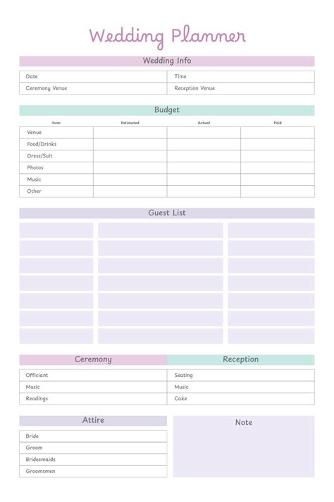 Wedding Planning - 10 Free PDF Printables | Printablee