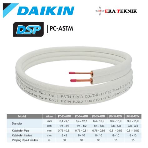 PIPA AC 1/4+3/8 DAIKIN UNTUK PASANG 1/2PK SAMPAI 1PK - Era Teknik