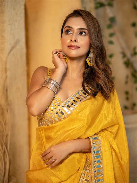 Buttery Yellow Designer Mirror Work Pure Tissue Silk Saree | Special E ...