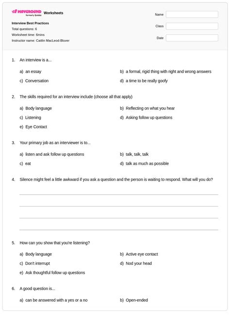 Interview Worksheet Grade 2 的图像结果