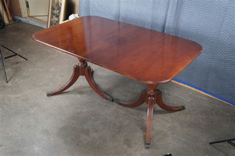 Antique Duncan Phyfe Mahogany Double Pedestal Dining Table